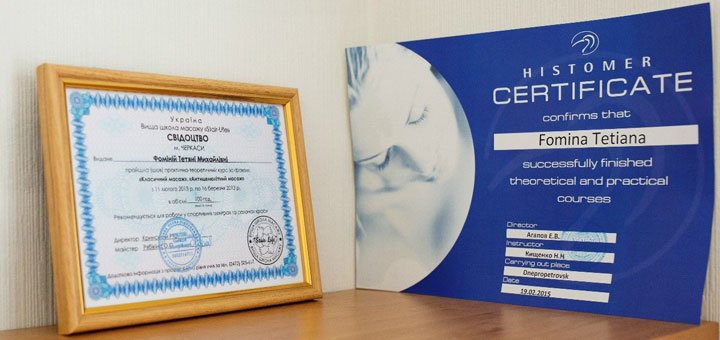 Certificates of masters of the salon &quot;jasmine.&quot;