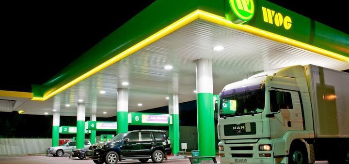 Скидка 50% на 100 л. бензина от сети заправок WOG