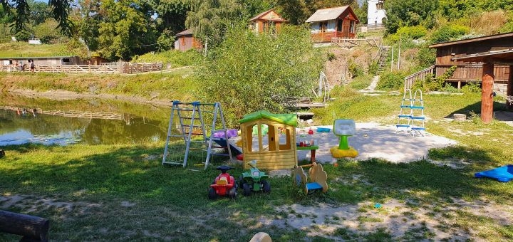 Osloff donkey farm near Kiev, children's playground