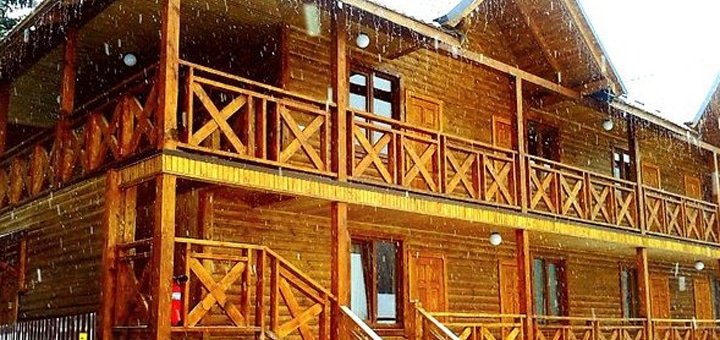 The facade of the hotel "Crimea" in Yaremche. Book your vacation with a discount.